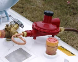 First Stage Propane Regulator First stage regulator installed on a propane tank
