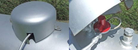 Installed Propane Regulator Propane regulator properly installed underneath tank dome